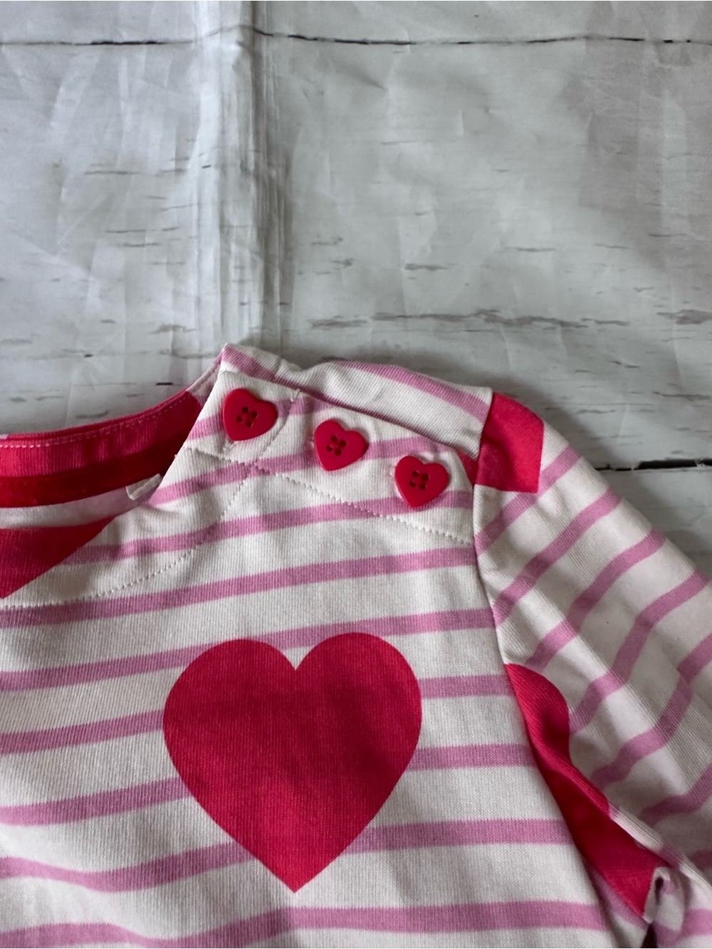 Mini Boden Pink and Red Heart Stripe Long Sleeve Dress size 7-8 Valentine - Picture 2 of 11